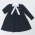 Платье"Школьная пора" ДПД682858 темно-синий+белый/Сердце с бантом вышивка