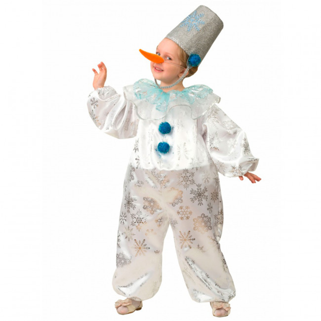 Карнавальный костюм 5223 "Снеговичок снежок" (Комбинезон, головной убор)