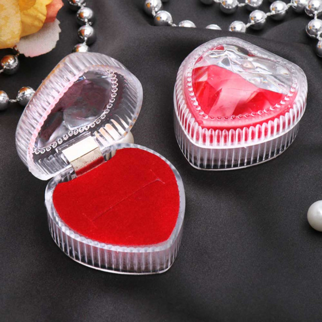 Коробочка подарочная под кольцо "Сердце", 4*4, цвет прозрачный, вставка красная 490759