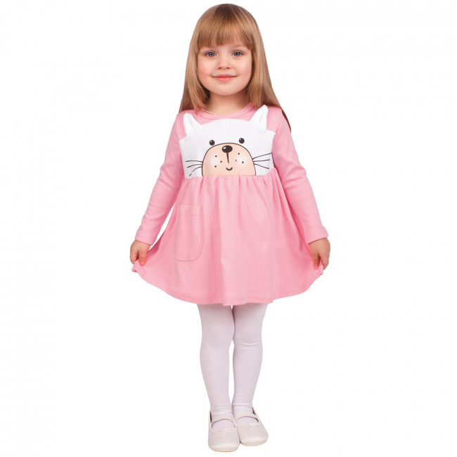 Платье "Милые зверушки" ДПД282067-1 светло-розовый/Мордочка кошки